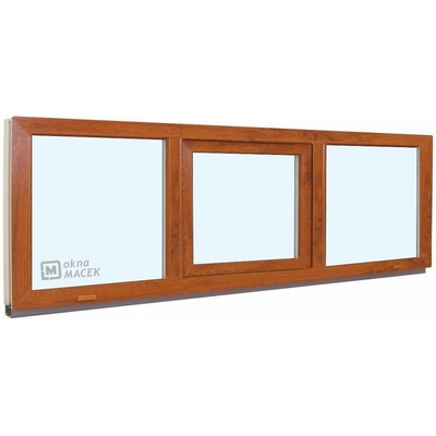 KÖMMERLING Plastové okno - 70 AD, 2400x600 mm, FIX/S/FIX, zlatý dub čiré, zlatý dub/bílá