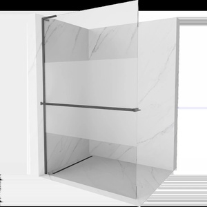 Mexen Kioto+ L стенна преграда за душ с рафт Walk-in 120 x 200 см, прозрачно/мразовито, четка в сив цвят - 800-120-123-66-35 (800-120-123-66-35)