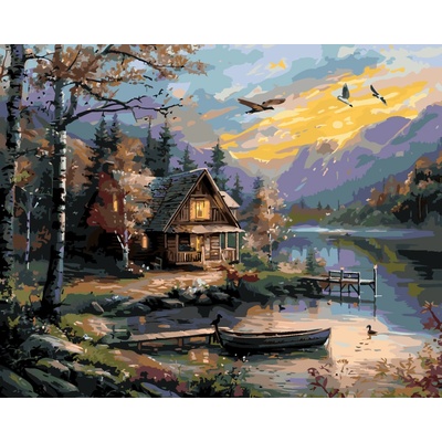 ZUTY MÓLO JAZERO A ZÁPAD SLNKA Rámovanie bez rámu a bez vypnutia plátna Rozmer 80 x 100 cm