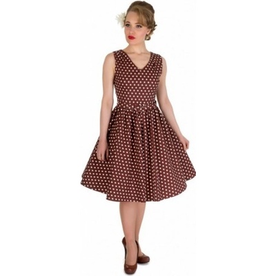 Dolly and Dotty dámské retro šaty Wendy V656 hnědá bílá