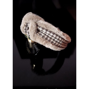 Radi handmade Диадема с възел с бежов пепит и пух (726)