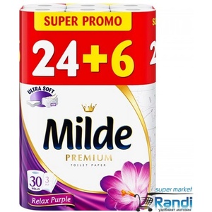  Тоалeтна хартия Milde Relax Purple 24бр. +6бр