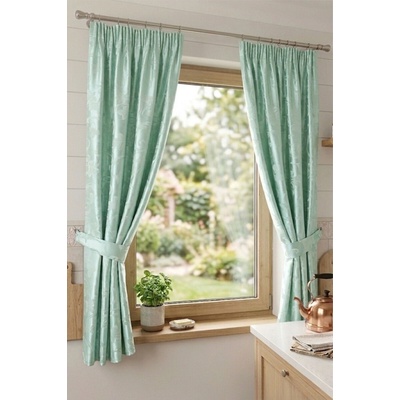 Látka alebo dekoračný záves polycotton, Zámocké kvietie zelené, šírka 160 cm