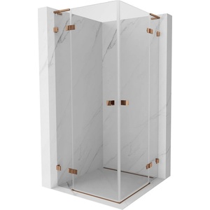 Mexen Lunar L Duo отваряема душ кабина 115 x 115 см, прозрачна, розово злато - 834L-115L-115P-60-00 (834L-115L-115P-60-00)