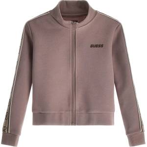 GUESS Спортен суичър за момиче в цвят пудра с контрастни ивици Guess