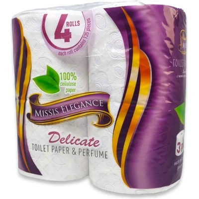 Missis elegance тоалетна хартия, Ароматизирана, 4 броя х 75гр, Лилава