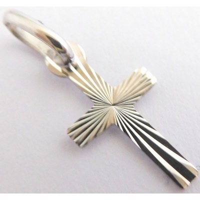 Klenoty Budín Gravírovaný zlatý křížek z bílého zlata přívěsek H503