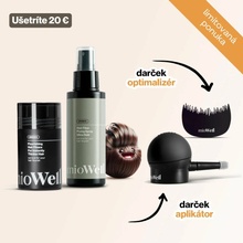 mioWell Zahusťujúce vlasové vlákna pre riedke vlasy 12g Kompletné balenie s doplnkami na 30 použití (12g) / Čierna