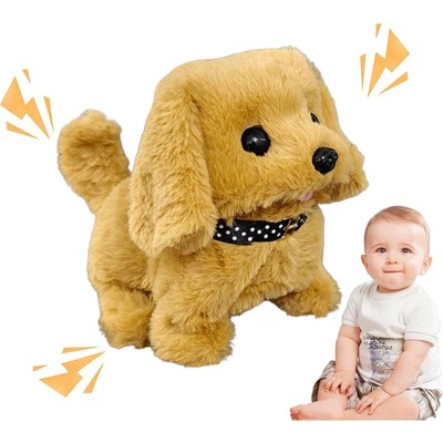 Плюшено куче с гъста козина, ходи, лае и маха с опашка М21-309