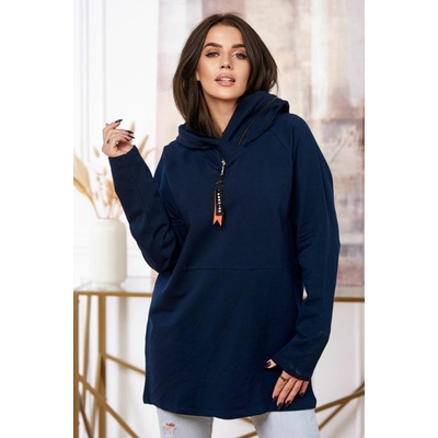 Fashionweek Mikina s kapucňou Oversized bavlnená K0160 námornícka modrá
