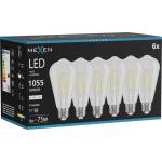 Mexen Vintis 6x LED филаментна крушка E27, ST64, 8W, Неутрална - 4000K, 1055 lm, прозрачна (L152-E27-0840-00x06)