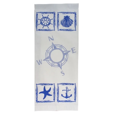 Horecano Хартиен джоб за прибори със салфетка с декор "Море" 11x25cm (BB51)-ПАКЕТ 125бр (012421)