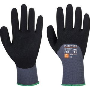 Portwest dermiflex ultra a352 / 3/4 нитрилни ръкавици, потопени в пясъчен цвят - сиво/черно m (a352g8rm)