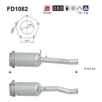Filtr sazových částic, výfukový systém AS FD1082