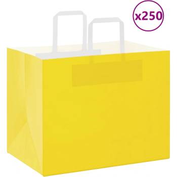 vidaXL Хартиени торбички 250 бр с дръжки жълти 32x22x24 см (4102015)