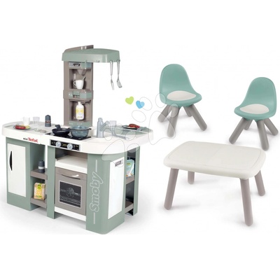 Smoby Set kuchynka elektronická s bublaním Tefal Studio Kitchen XL Bubble 360° a stôl KidTable so stoličkami s UV filtrom