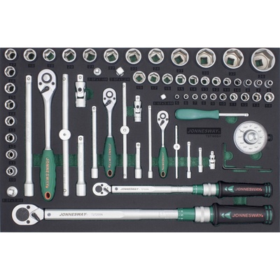 JONNESWAY T27165SV Modul gola sada 1/4", 3/8" a 1/2" momentové klíče 10-200 Nm 65 ks
