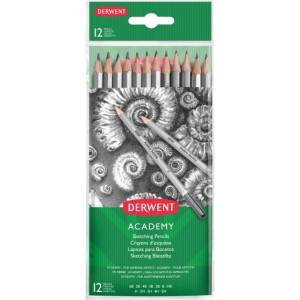 Derwent Комплект графитни моливи, шестоъгълни, DERWENT "Academy", 12 различни твърдости 2300412 (2300412)