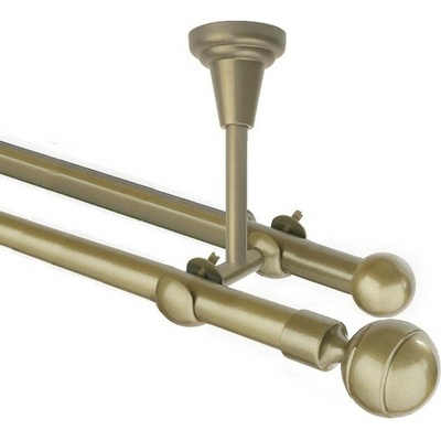 OK-GarnýžeCZ Garnýž kovová dvouřadá 16mm Paola zlatá antik 470 cm do stropu / na tunýlek - bez kroužků