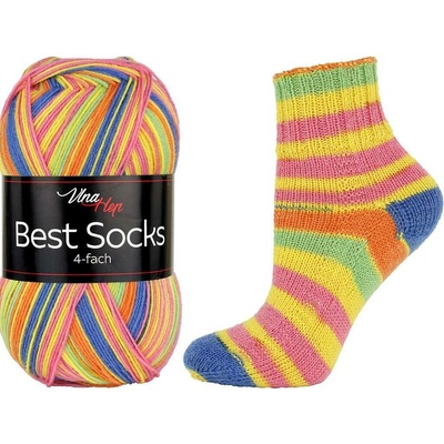 Vlna - Hep příze Best Socks 7357 žlutá, zelená, modrá, oranžová