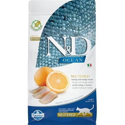 N&D OCEAN CAT NEUTERED Adult Herring & Orange granule 1,5 kg