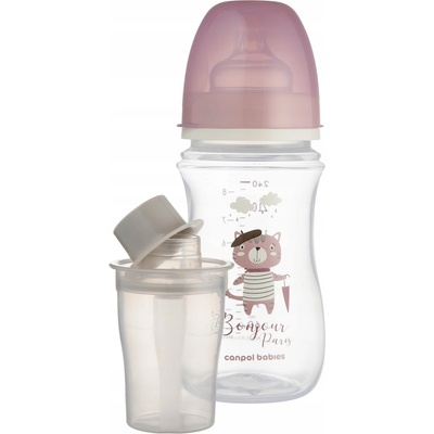 Canpol babies fľaša sa širokým hrdlom Bonjour Paris růžová 240ml