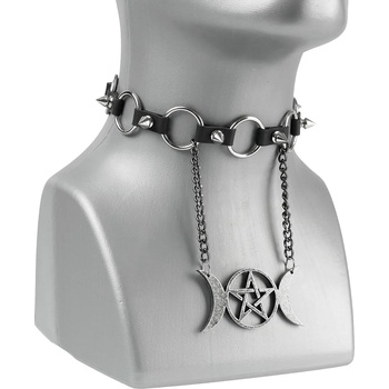 Image 1 of Leather & steel fashion Колие/чокър Pentagram - LSF9 33