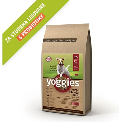 Yoggies minigranule lisované za studena s probiotiky Kuřecí & hovězí maso 2 Kg