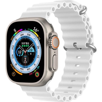 DUX DUCIS Силиконова каишка за Apple Watch 42мм, 44мм, 45мм, 46мм, Ultra, Ultra 2 49мм - Dux Ducis Silicone Bracelet Strap (OceanWave Version) (бял)