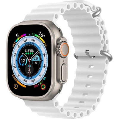 DUX DUCIS Силиконова каишка за Apple Watch 42мм, 44мм, 45мм, 46мм, Ultra, Ultra 2 49мм - Dux Ducis Silicone Bracelet Strap (OceanWave Version) (бял)