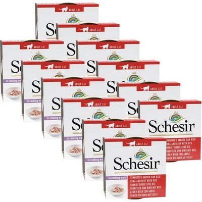 Schesir Cat in Broth tuňák a hovězí s rýží 12 x 85 g