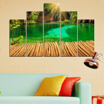 Vivid Home Картини пана Vivid Home от 5 части, Водопад, Канава, 160x100 см, 5-та Форма №0714