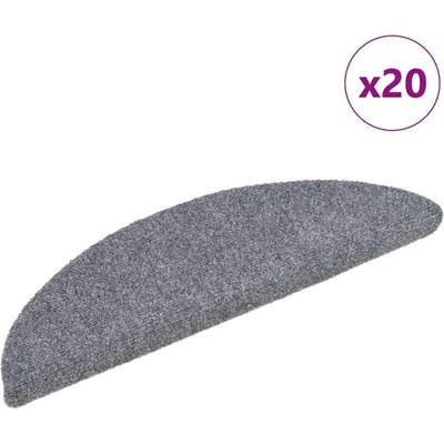 vidaXL Самозалепващи се постелки за стълби, 20 бр. , 56x17x3 см, светлосиви, полукръгли (B.V.)