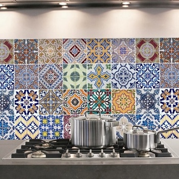 Crearreda Samolepicí panel do kuchyně barevné kachličky 67202 Azulejos (47 x 65 cm)
