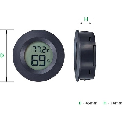 Two Trees Кръгъл дигитален Влагомер (хигромер) с термометър - 45mm