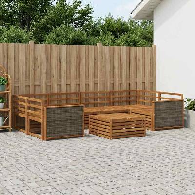 vidaXL Комплект дивани за открито 7 pcs Натурално (3383077)
