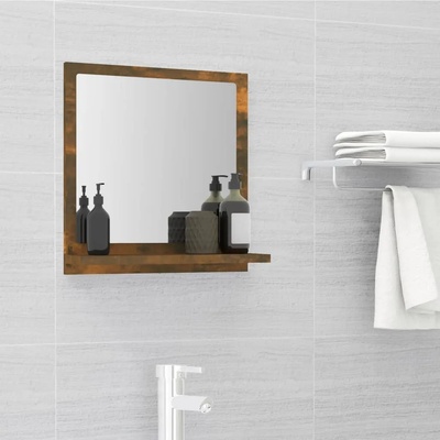 vidaXL Огледало за баня, опушен дъб, 40x10, 5x37 см, инженерно дърво (815633)