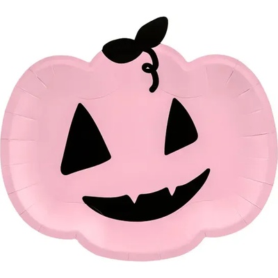 PartyDeco Хартиени чинии - Розова тиква 25 х 22 см, 6 бр