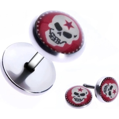 Šperky eshop falešný piercing do ucha z oceli lebka s hvězdou na čele PC35.14