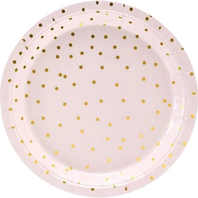 Party Deco Светло Розови Парти Чинии на Точки - (1 пакет / 6 бр. )