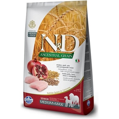 N&D Low Grain Senior Medium & Maxi Chicken & Pomegranate 3 x 12 kg