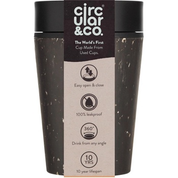 Circular & Co recyklovaný kelímek na kávu Černá Černá 227 ml