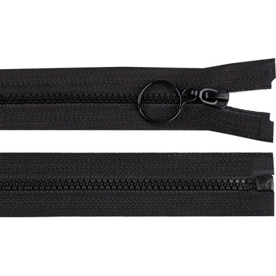 Kostěný zip No 3 délka 70 cm s kroužkem, malé, 322 černá