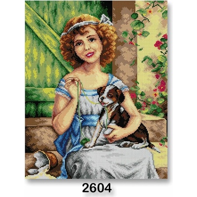 Předloha vyšívací 40 x 50 cm 2604 dívka s pejskem