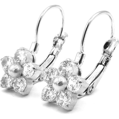 Steel Jewelry Náušnice bílá kytička z chirurgické oceli Dámské NS240285
