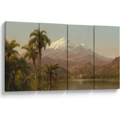 Obraz - Frederic Edwin Church, Tamaca Palms, reprodukcia, štvordielne 160x80 cm