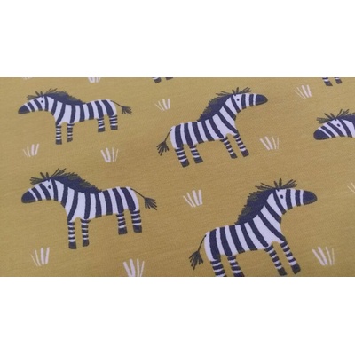 Bavlnený úplet ZEBRA žlto-zelený šírka 150 cm