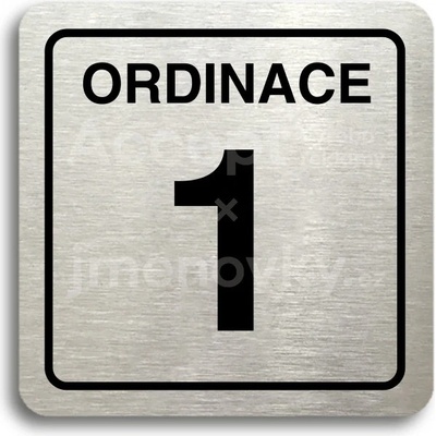 ACCEPT Piktogram ordinace 1 - stříbrná tabulka - černý tisk
