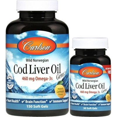 Carlson Labs Wild Norwegian Cod Liver Oil Gems 460 mg [150+30 Гел капсули]
