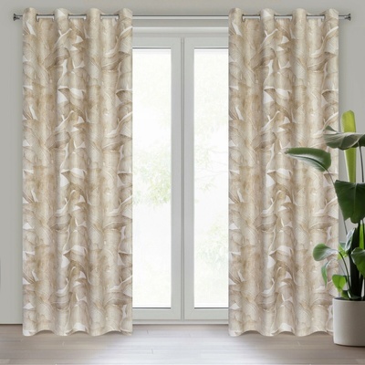 Eurofirany Záves 140x250 cm zatemňovací bielo-béžový na kovové krúžky SAMIRA